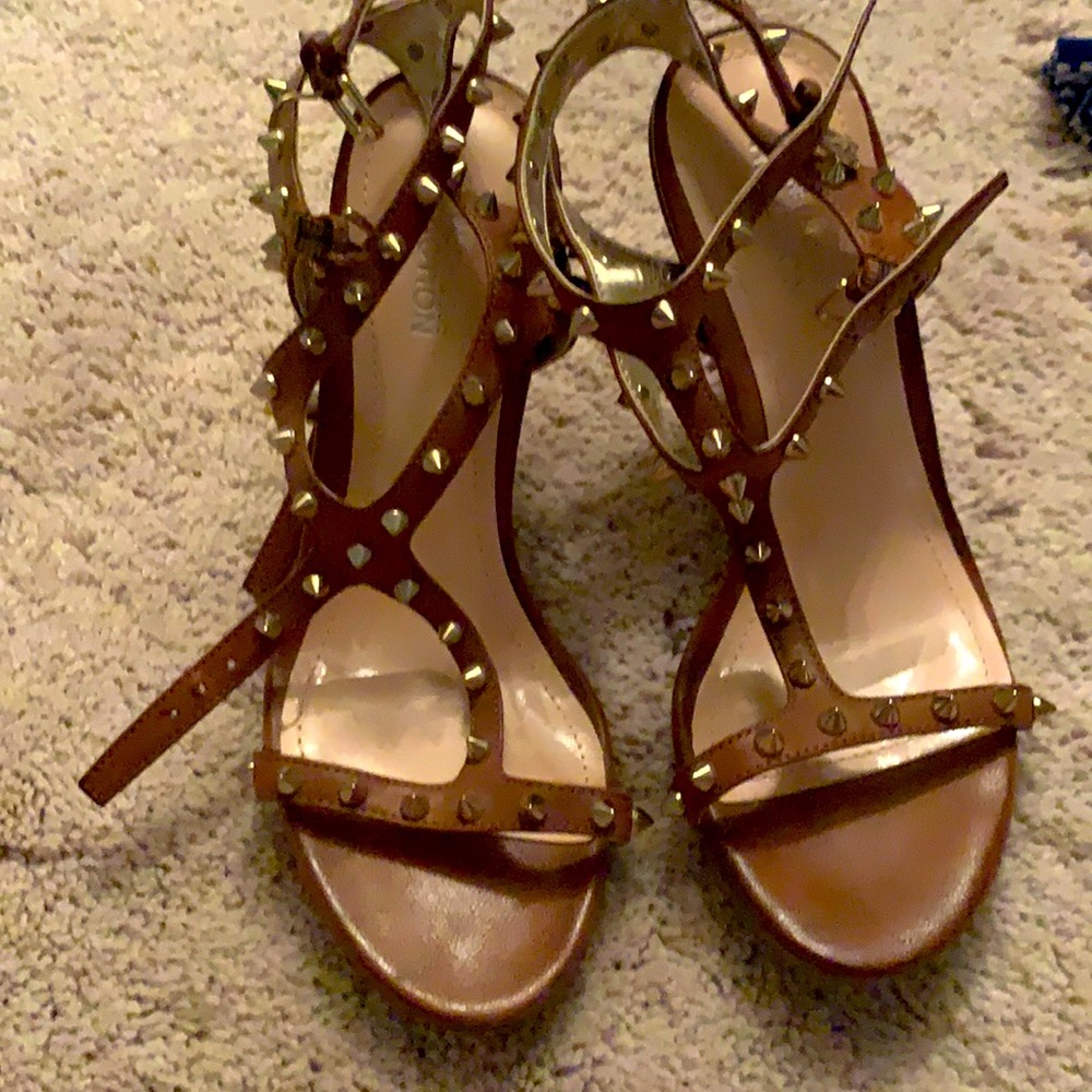 Brown shoes with gold studs